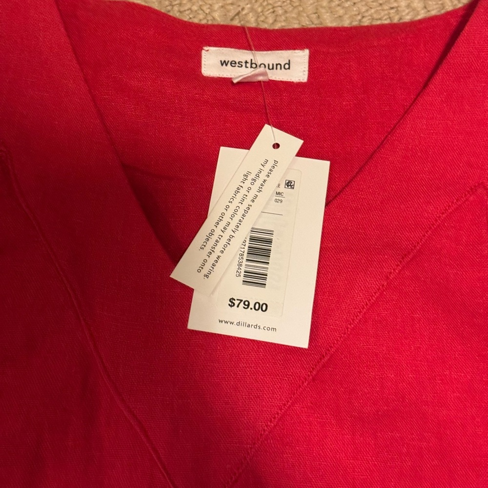 NWT- Westbound red linen midi dress - Picture 6 of 6